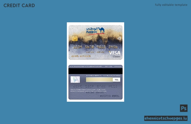 Beispielvorschau der Visa Classic Karte der Kuwait National Bank